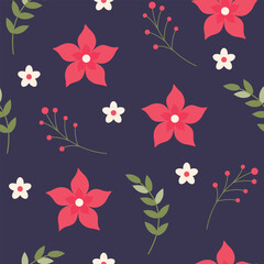 Obraz premium Seamless flower pattern design vector. Floral print for fabric.