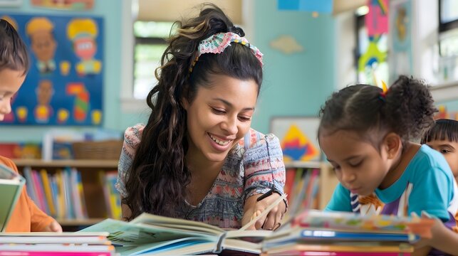 Volunteers Reading to Children at Community Center: Sharing Kindness through Storytelling and