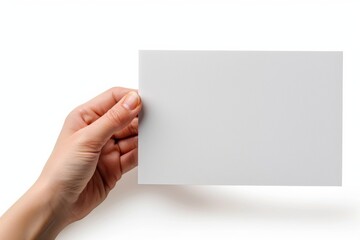 Obraz premium Blank paper mockup on hand created with generative AI