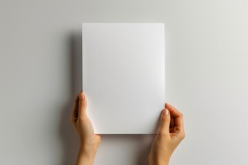 Blank paper mockup on hand created with generative AI