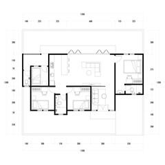 Architecture plan with furniture. home floor plan, isolated on white background, stock illustration. Vector eps 10