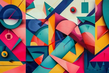 Obraz premium Abstract geometric art with colorful shapes,
