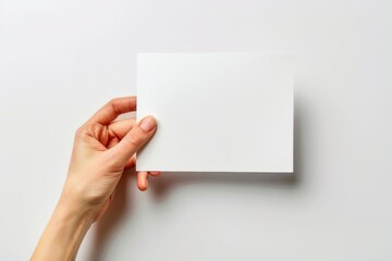 Obraz premium Blank paper mockup on hand created with generative AI
