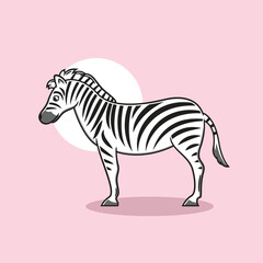 Zebra clipart. Flat vector illustration.
