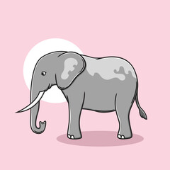 Elephant clipart. Flat vector illustration.