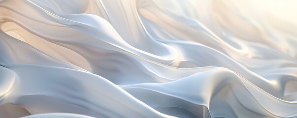 Obraz premium Abstract smooth flow of wave-like curves in soft pastel tones, creating a delicate and serene aesthetic. Ideal for backgrounds and graphics.