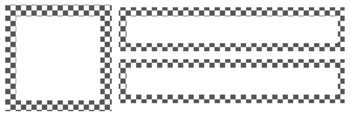 Rectangle frame with checkered print on borders. Rectangular vignette with checkerboard, race flag or chess game pattern isolated on white background. Vector illistration. EPS 10 Save to Library