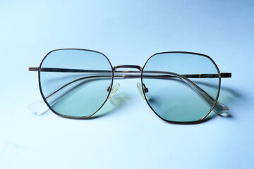 vintage glasses top view isolated on white background
