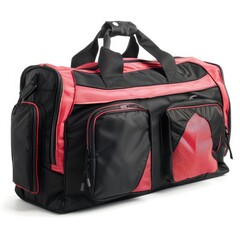 Naklejka premium Modern Gym Bag with Compartments Isolated on White Background