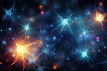 Another image showing interconnected neurons with glowing synapses