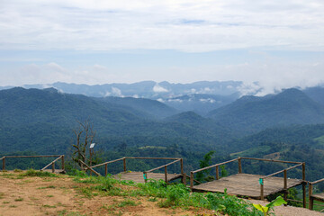 Balcony for tenting For viewing the winter mist view of Tak Province, Thailand.