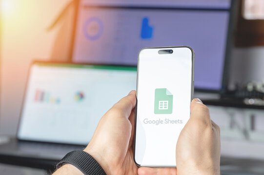 Google sheets service on smartphone screen