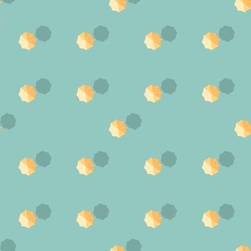 Summer time beach seamless pattern  art, top view, sun umbrellas pattern, sunny day