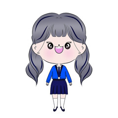 Girl cartoon character dressed fashionably With a variety of outfits

