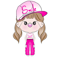 Girl cartoon character dressed fashionably With a variety of outfits
