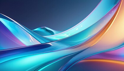 Abstract gradient glass background, 3d rendering and high glowing neon effect, AI