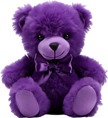 cute purple violet bear doll isolated on white or transparent background,transparency 