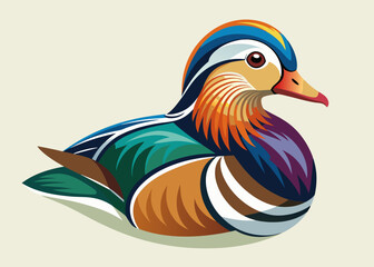  Mandarin Duck vector illustration
