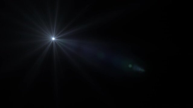 White light rotating and flickering with glint and iris effect. Ideal for composition. Vfx. 4k. Isolated. Abstract and sci-fi concepts.