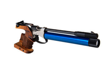 Air gun. Modern pneumatic weapon for air soft, sports and entertainment. Isolate on a white back