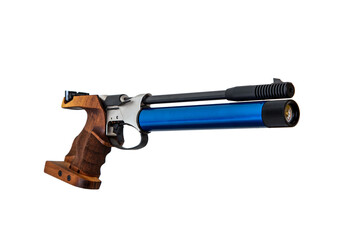 Air gun. Modern pneumatic weapon for air soft, sports and entertainment. Isolate on a white back