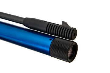 Air gun. Modern pneumatic weapon for air soft, sports and entertainment. Isolate on a white back