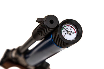 Air gun. Modern pneumatic weapon for air soft, sports and entertainment. Isolate on a white back