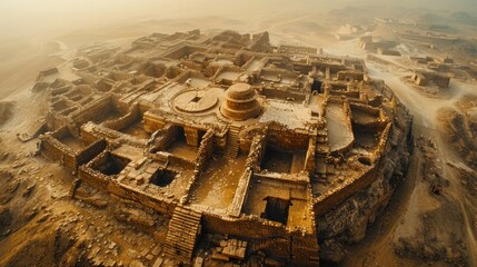 Aerial view of the ancient Mohenjo-Daro ruins in the Sindh province
