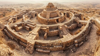Aerial view of the ancient Mohenjo-Daro ruins in the Sindh province