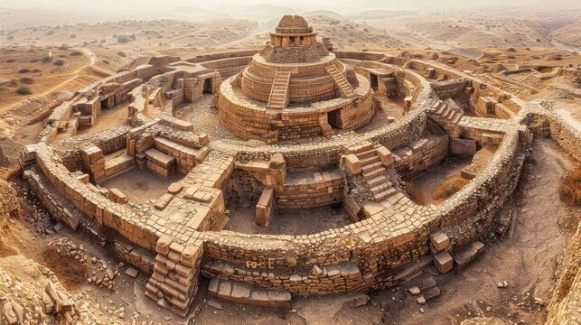 Aerial view of the ancient Mohenjo-Daro ruins in the Sindh province