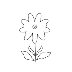 Minimalist Line Art,Hand-drawn Floral Icon Elements, Flowers in Outline  Logo Style, Summer,spring Flower Foliage in Decorative Vector Illustration.