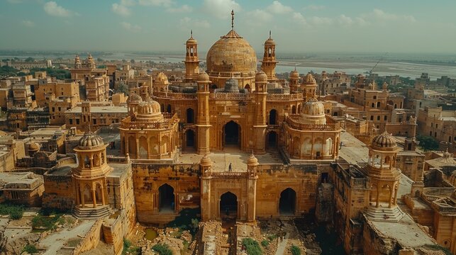 Elevated view of the magnificent Makli Necropolis in Sindh