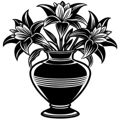 Lily flower vase vector on white background