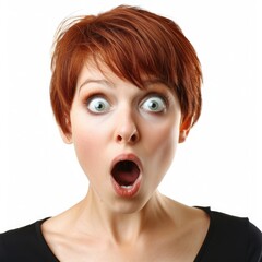 Shocked and Surprised Portrait of Person with Wide Eyes and Open Mouth on White Background