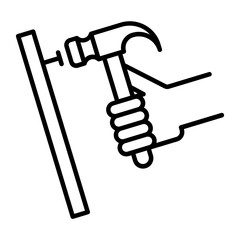 hand hammer icon. outline icon