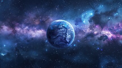Fototapeta premium Stunning image of Earth floating in the vibrant Milky Way galaxy, showcasing the beauty and vastness of space. Perfect for science or space-themed projects.