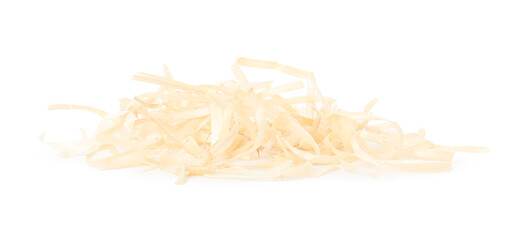 Pile of wood shavings isolated on white