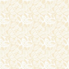 Modern white on cream lace effect wedding background texture. Soft tonal linen openwork block print with subtle hand drawn lattice damask printed fabric backdrop. 