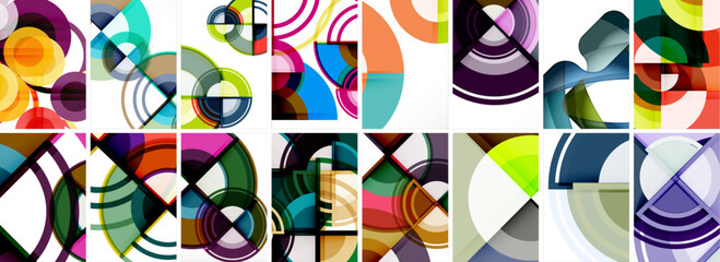 Set of trendy colorful circle geometric posters or abstract backgrounds. Vector Illustration For Wallpaper, Banner, Background, Card, Book Illustration, landing page