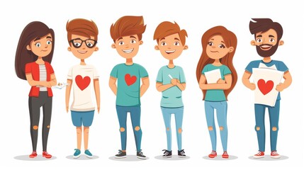 Fototapeta premium Cartoon vector volunteers handing out information about organ donation Generative AI