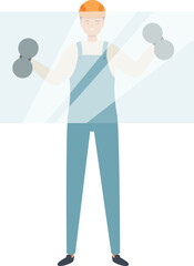 Glazier carrying big glass pane using suction cups, glass installation professional at work