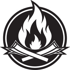 minimal and mordern fire logo black and white illustration