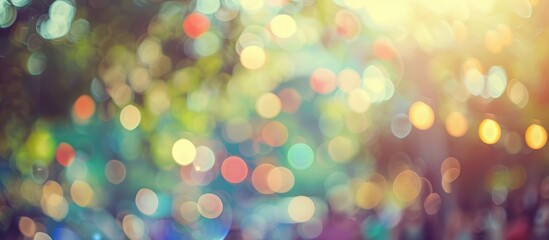 Fototapeta premium Vintage-toned abstract blurred image of a daytime festival in a garden with bokeh for background.