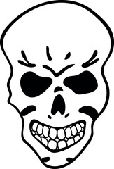 Flat isolated scary skull. Halloween skull illustration vector.