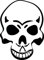 Flat isolated scary skull. Halloween skull illustration vector.