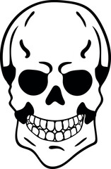 Flat isolated scary skull. Halloween skull illustration vector.