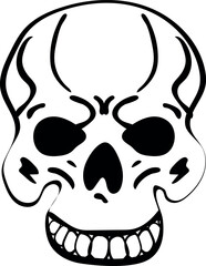 Flat isolated scary skull. Halloween skull illustration vector.