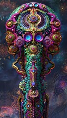 Fototapeta premium 116 Digital 3D artwork psychedelic alien artifact kaleidoscopic pattern