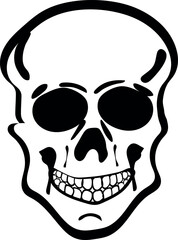 Flat isolated creepy skull. Halloween skull illustration vector.