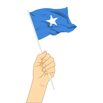 recommend clip art: Vector illustration of Somalia flag in hand on transparent background